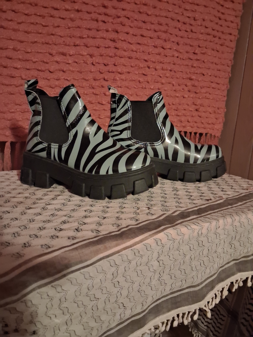 Circus by Sam Edelman Black and White Zebra Chelsea Lug Boots